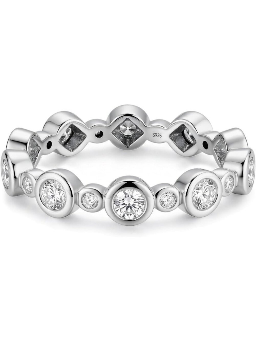 Stunning Moissanite Wedding Band Ring for Women - Bezel Set, Elegant Design